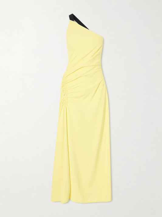 Sirena One-shoulder Gathered Crepe Maxi Dress