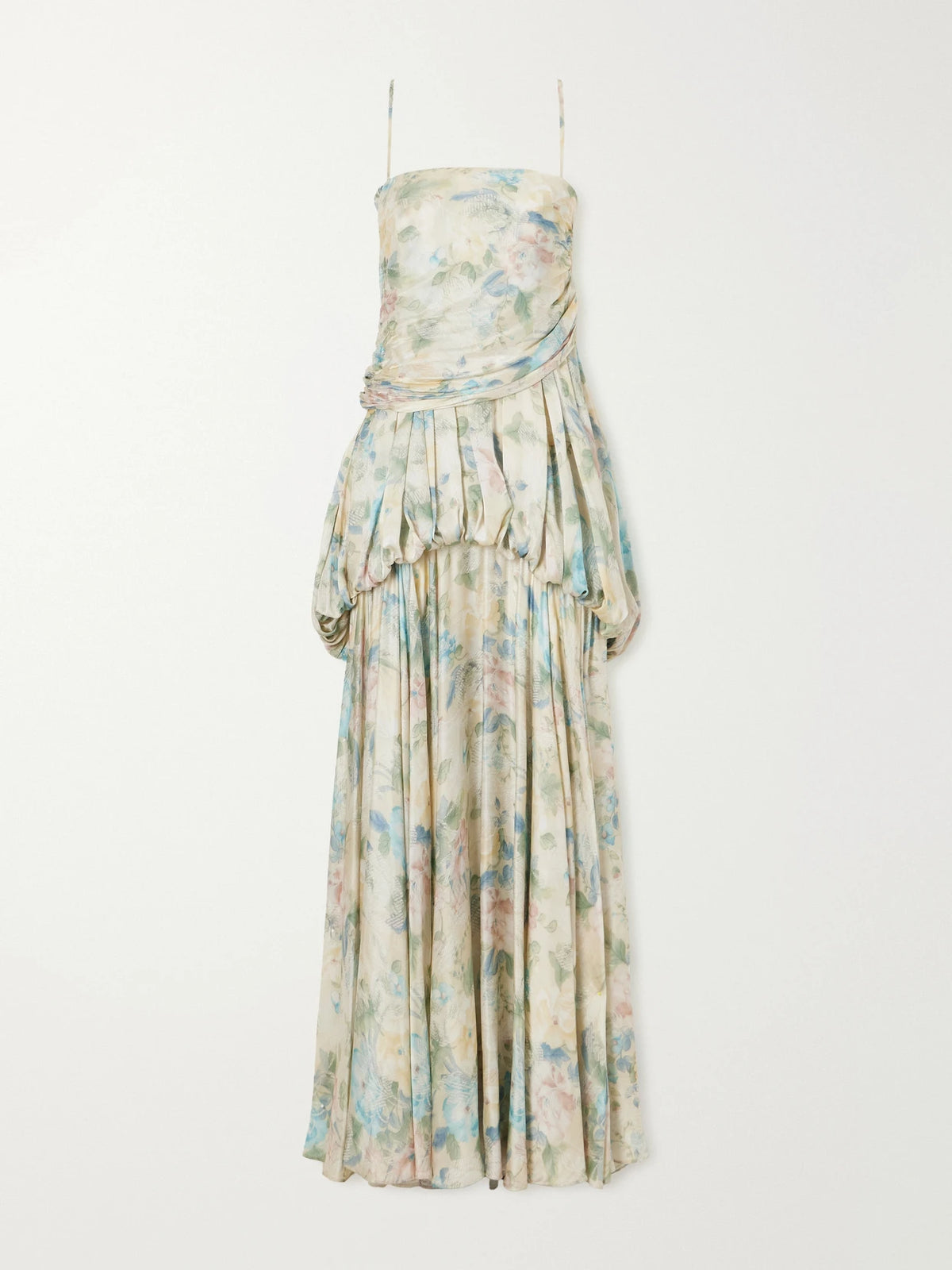 Zimmermann Clash Billow Cut-out Floral-print Silk-satin Maxi Dress