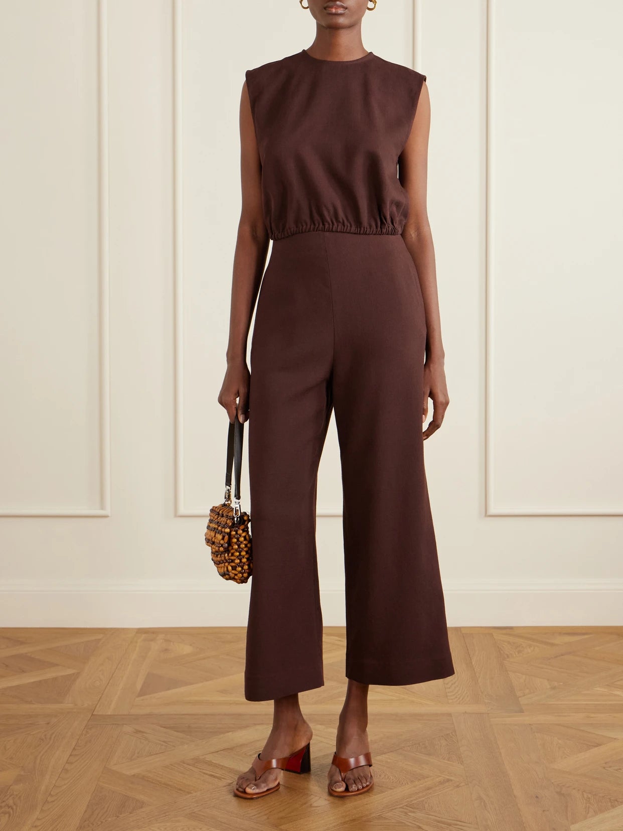 Image of Blouses. Product name - Andie Cotton-blend Blouse in Brown colour by brand - TOVE