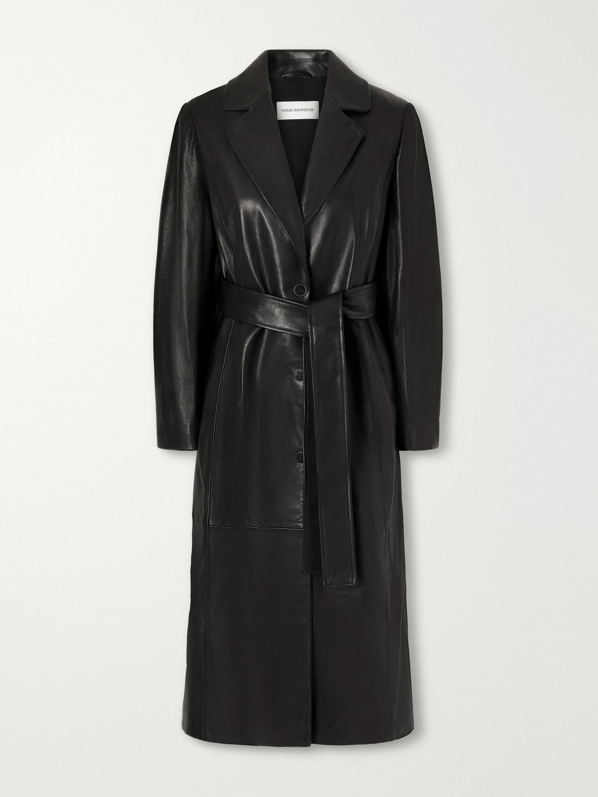 Nour Hammour Camden Belted Leather Coat