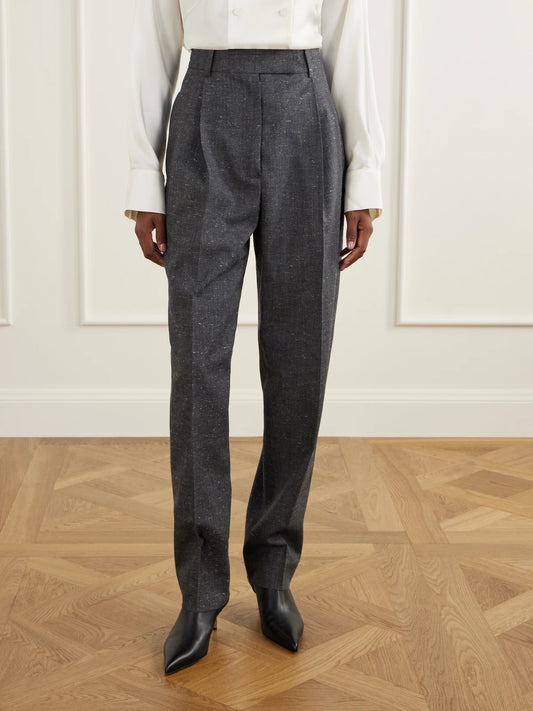 RÓHE Daria Pleated Wool-blend Tapered Pants