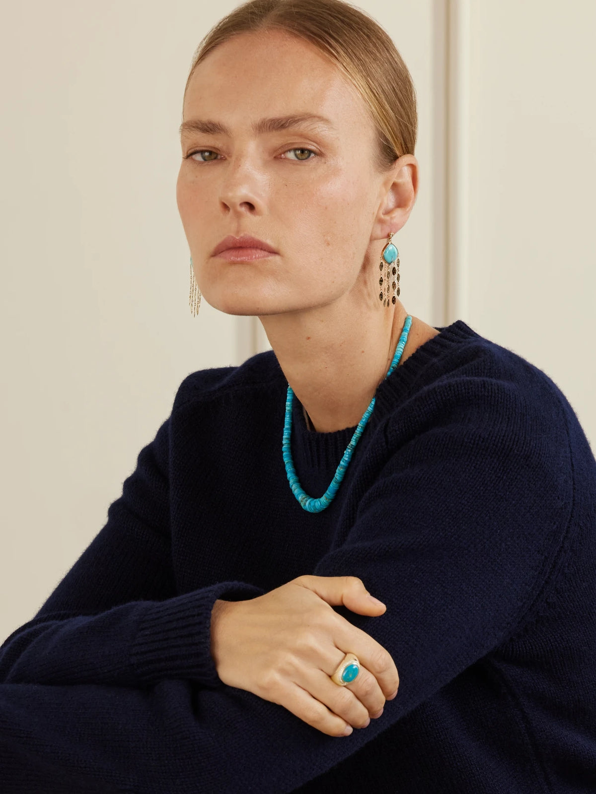 Image of Rings. Product name - 14-karat Gold, Turquoise And Diamond Ring in Multi colour by brand - Jacquie Aiche