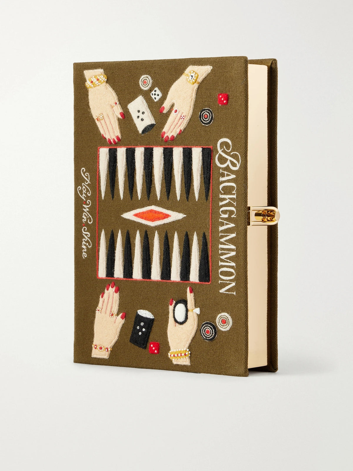 Olympia Le-Tan Backgammon Embroidered Canvas Clutch