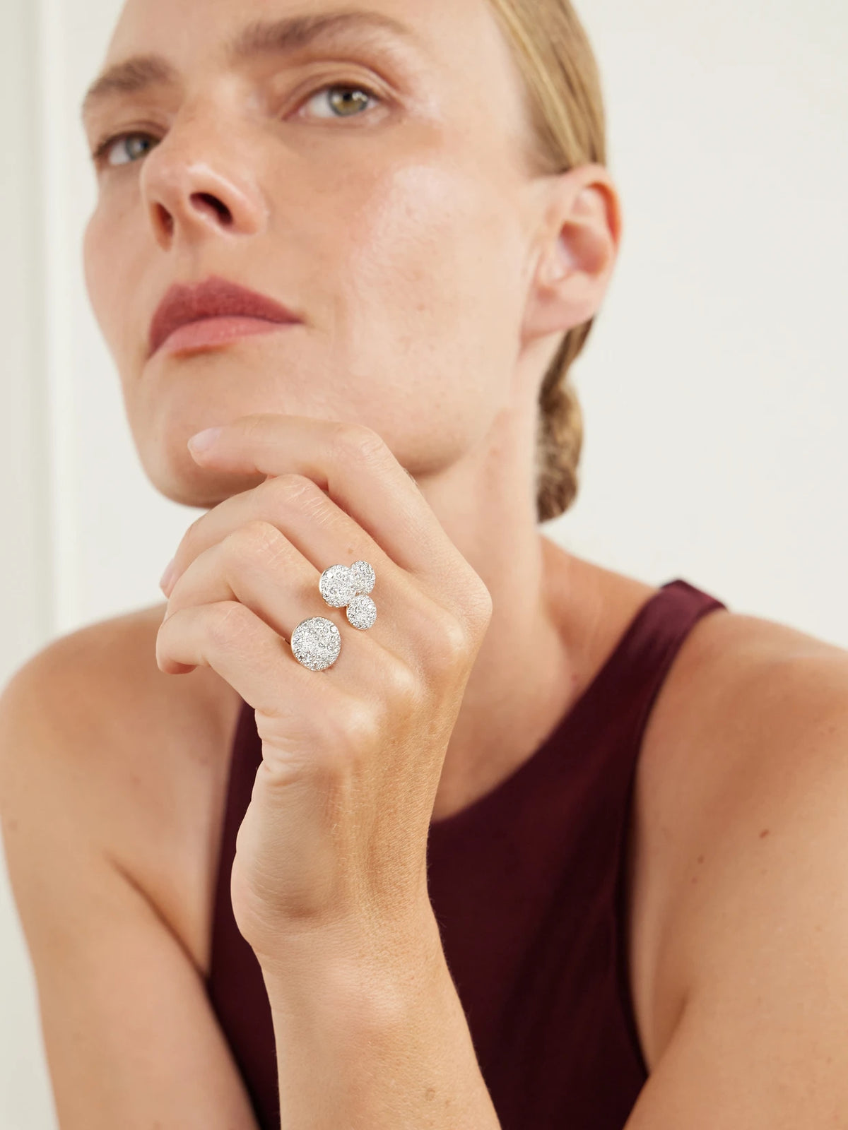 Image of Rings. Product name - Sabbia 18-karat Rose And Rhodium-plated White Gold Diamond Ring in Rose gold colour by brand - Pomellato