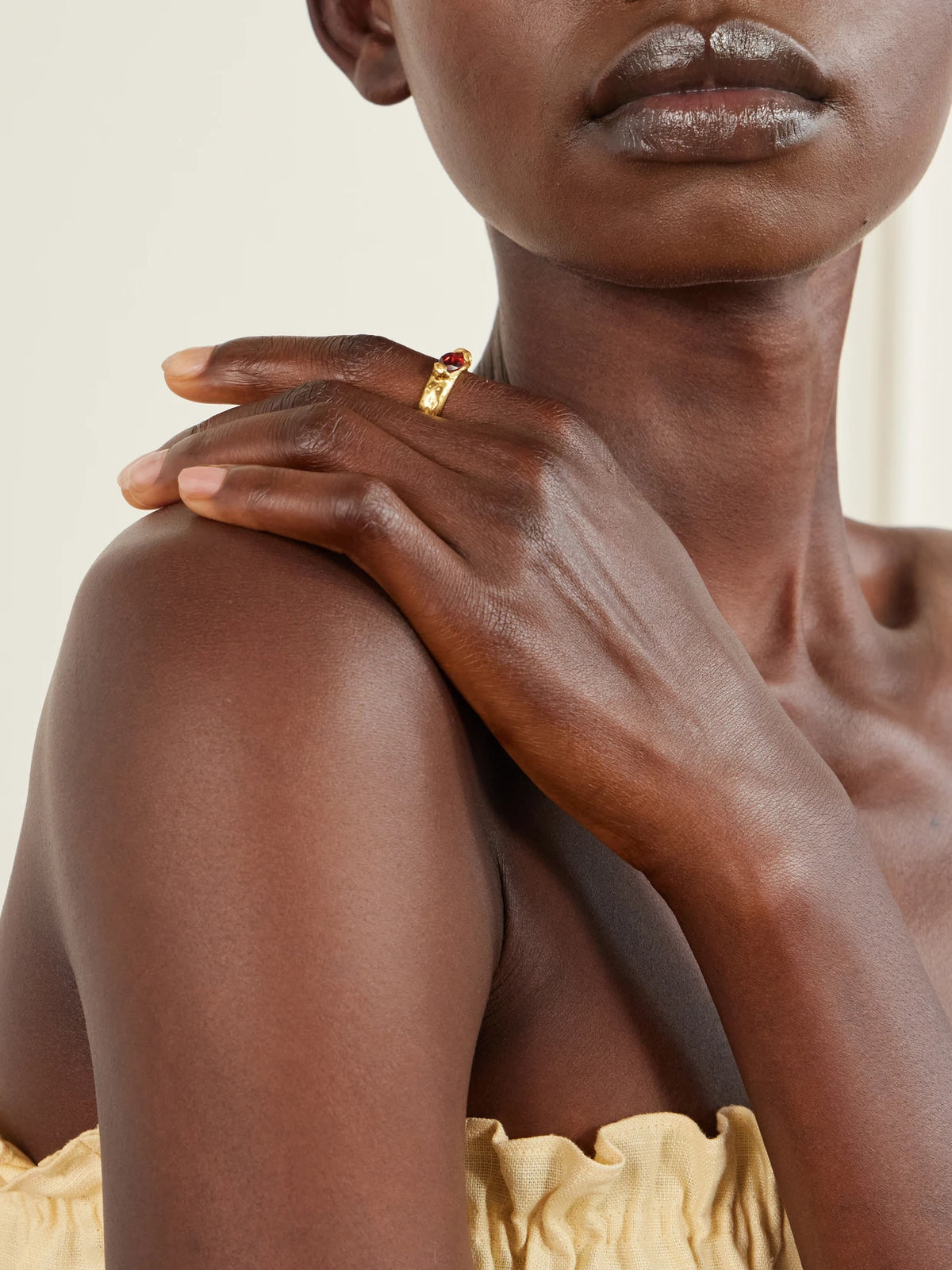 Image of Rings. Product name - Enero Gold-plated Sterling Silver And Garnet Ring in 4 1/2 colour by brand - Simuero