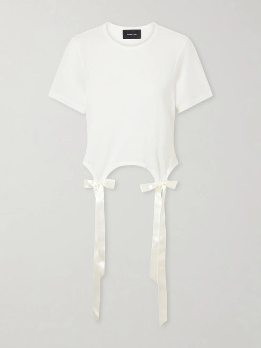 Bow-detailed Jersey T-shirt