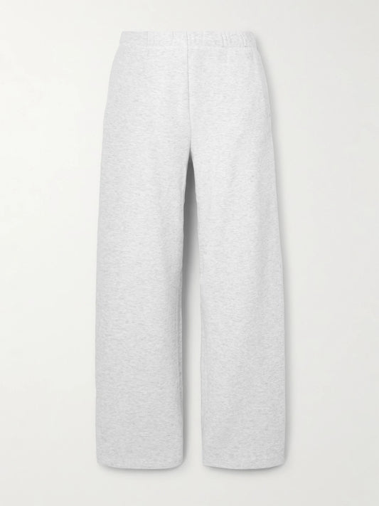 Image of Sleepwear & Loungewear. Product name - Classic Cotton-blend Jersey Straight-leg Pants - Light Heather Gray in Light gray colour by brand - SKIMS