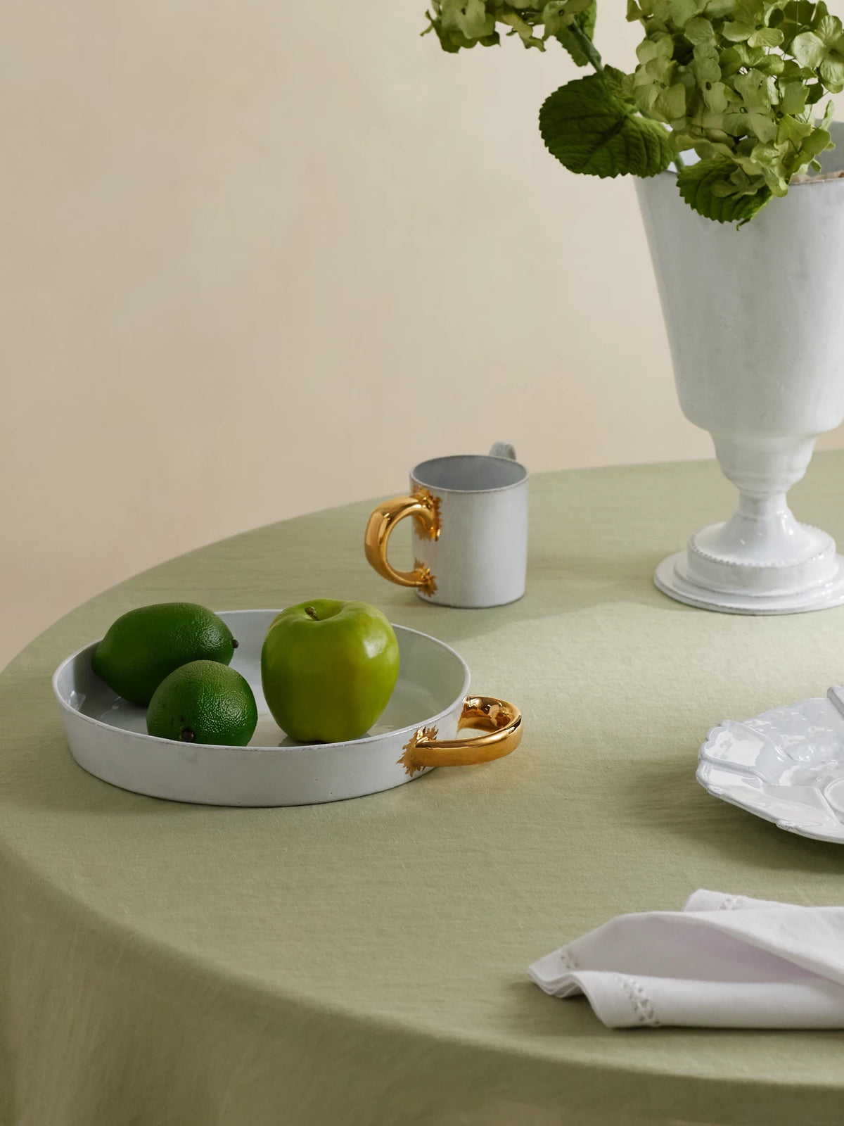 Image of Tableware. Product name - + Sacai Gold-plated Ceramic Platter in White colour by brand - Astier De Villatte