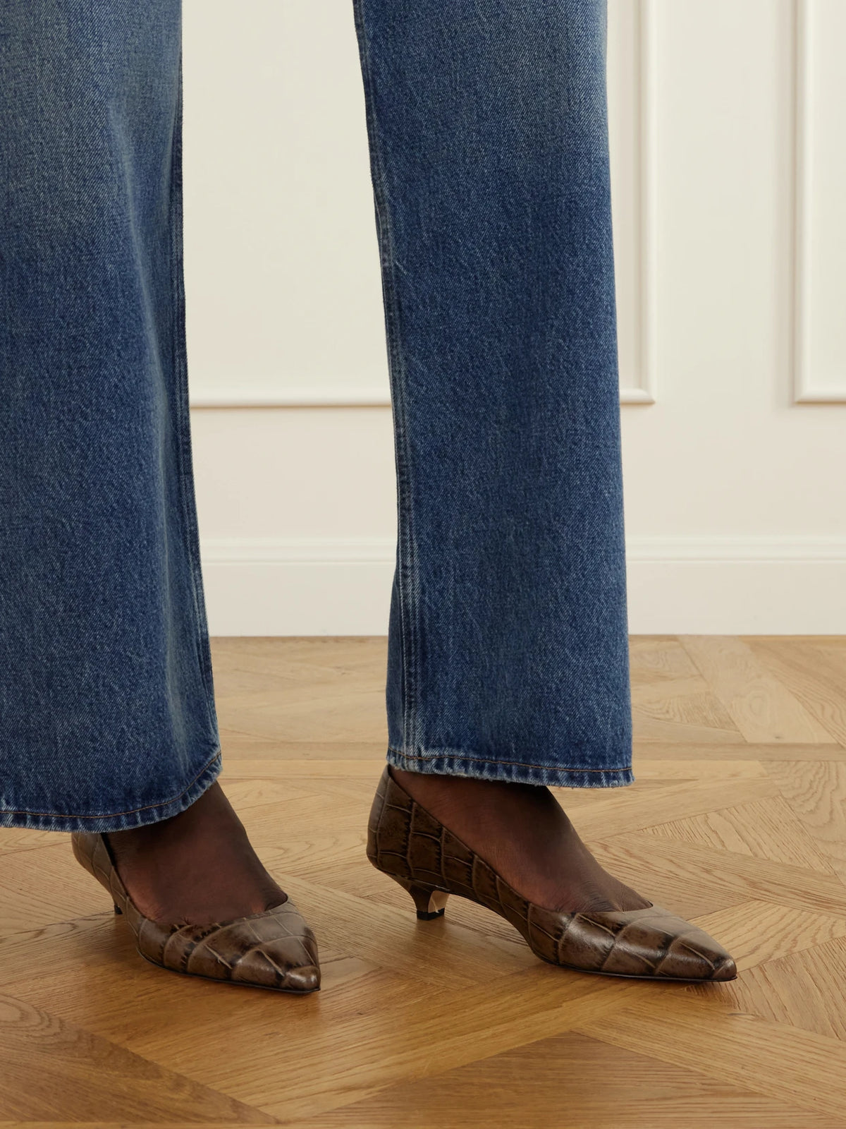 Jamie Haller The Kitty Point 30 Croc-effect Leather Pumps