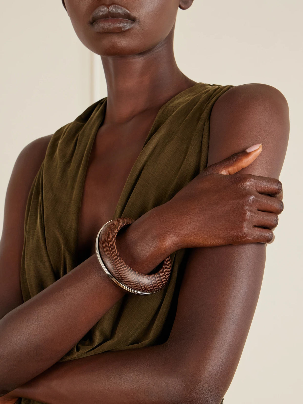 Image of Bracelets. Product name - + Loulou De La Falaise Lucie Silver-plated And Wood Cuff in Unknown colour by brand - Jacques Marie Mage