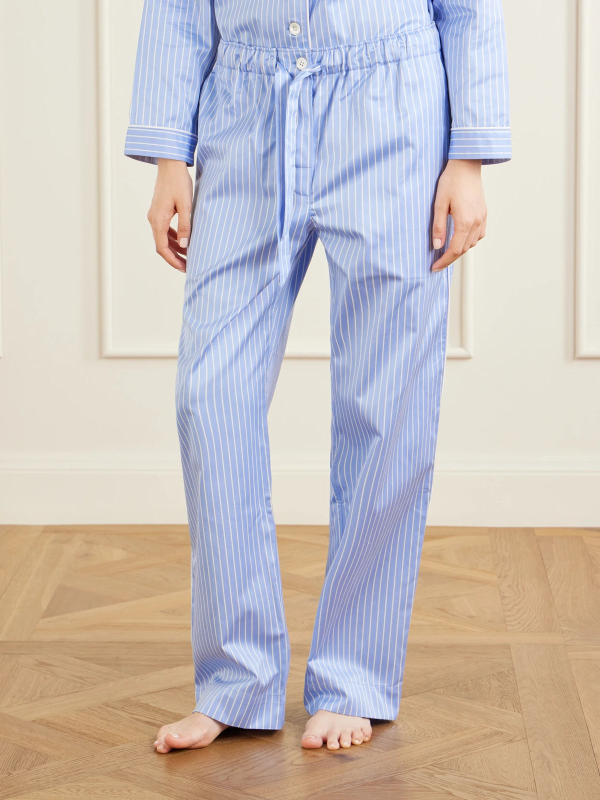 TEKLA Sateen Striped Cotton-poplin Pajama Pants