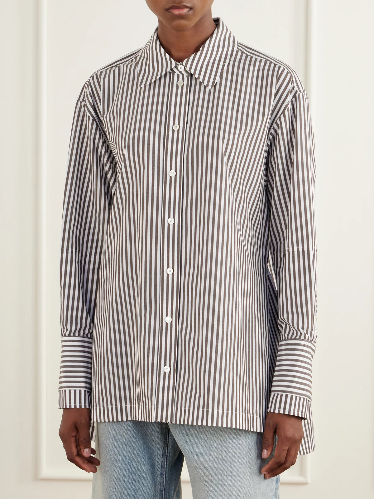 Joseph Thea Striped Cotton-poplin Blouse