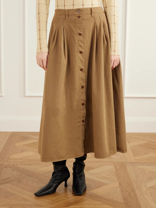 Jamie Haller The Venetian Pleated Cotton-twill Midi Skirt