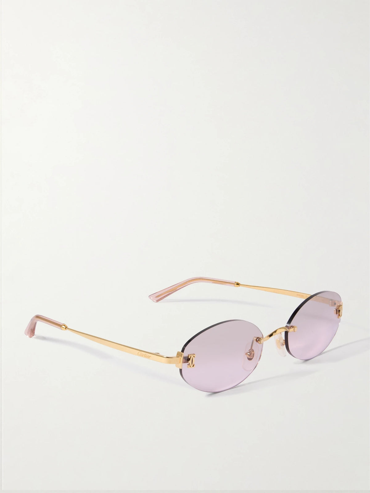 Double C Rimless Oval-frame Gold-tone Sunglasses