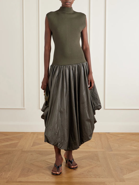 Image of Dresses. Product name - Venetia Knit Midi Dress in Dark green colour by brand - Aje