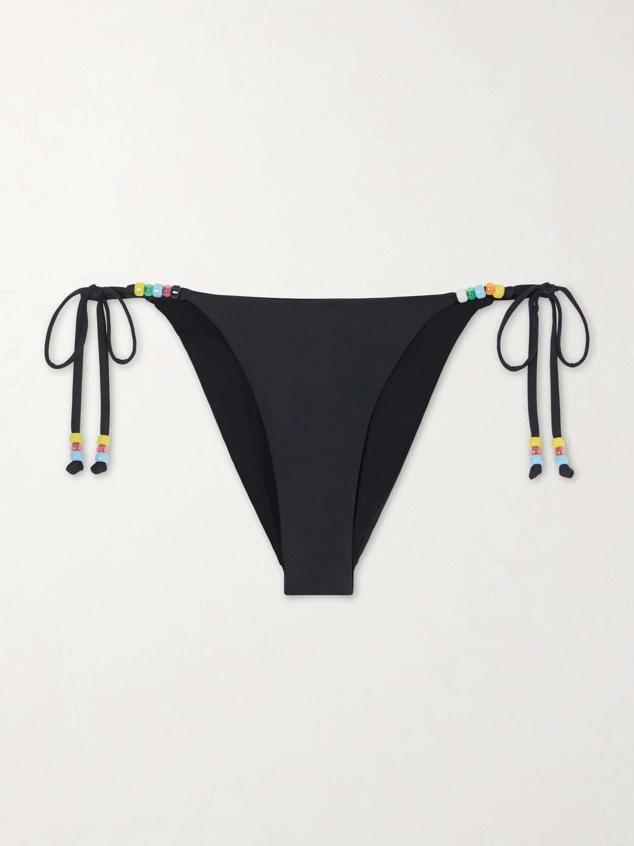 Image of Swimwear. Product name - Sisley Bead-embellished Bikini Briefs in Black colour by brand - STAUD