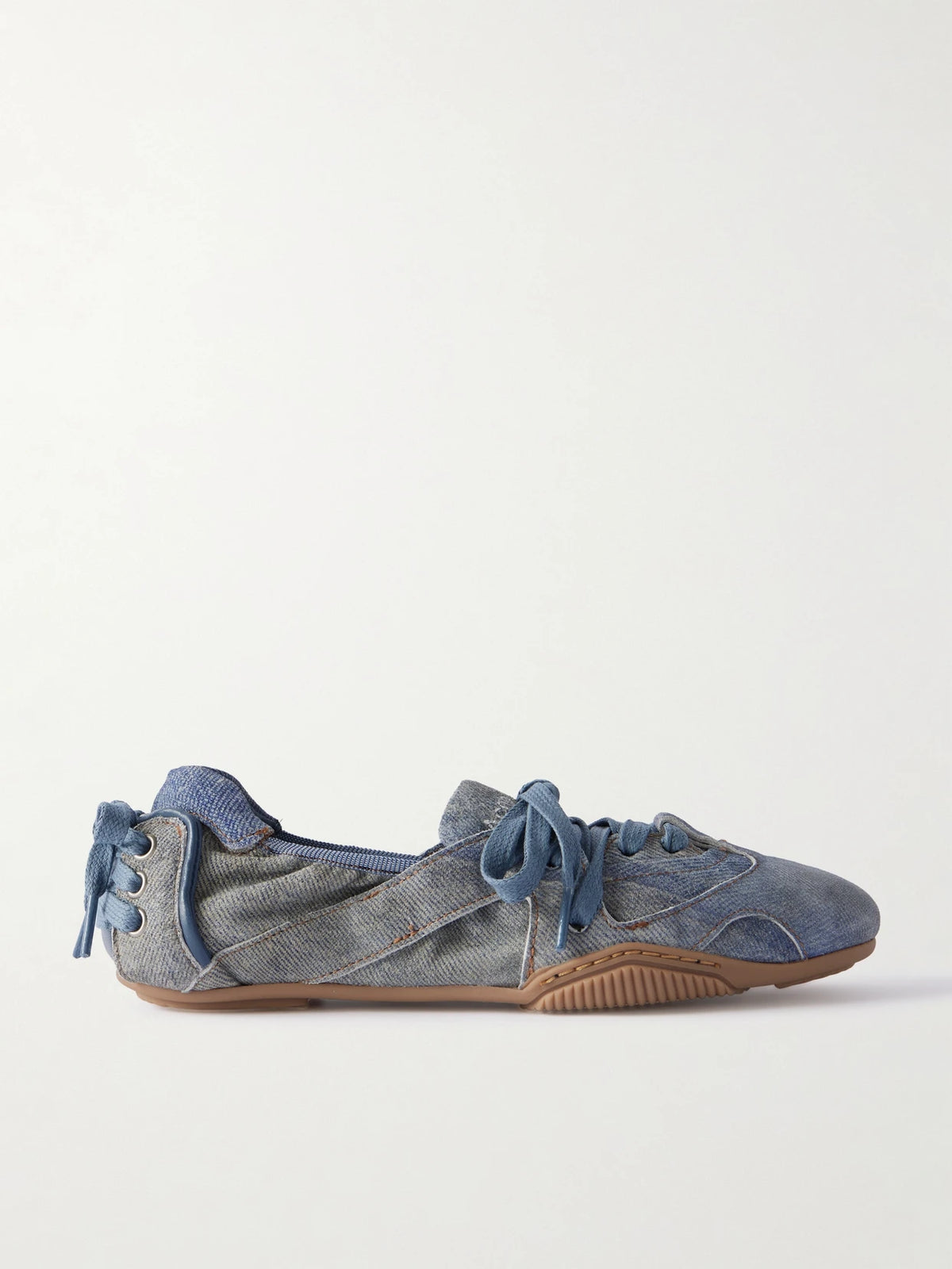 Bilaria Paneled Logo-print Denim Ballet Flats