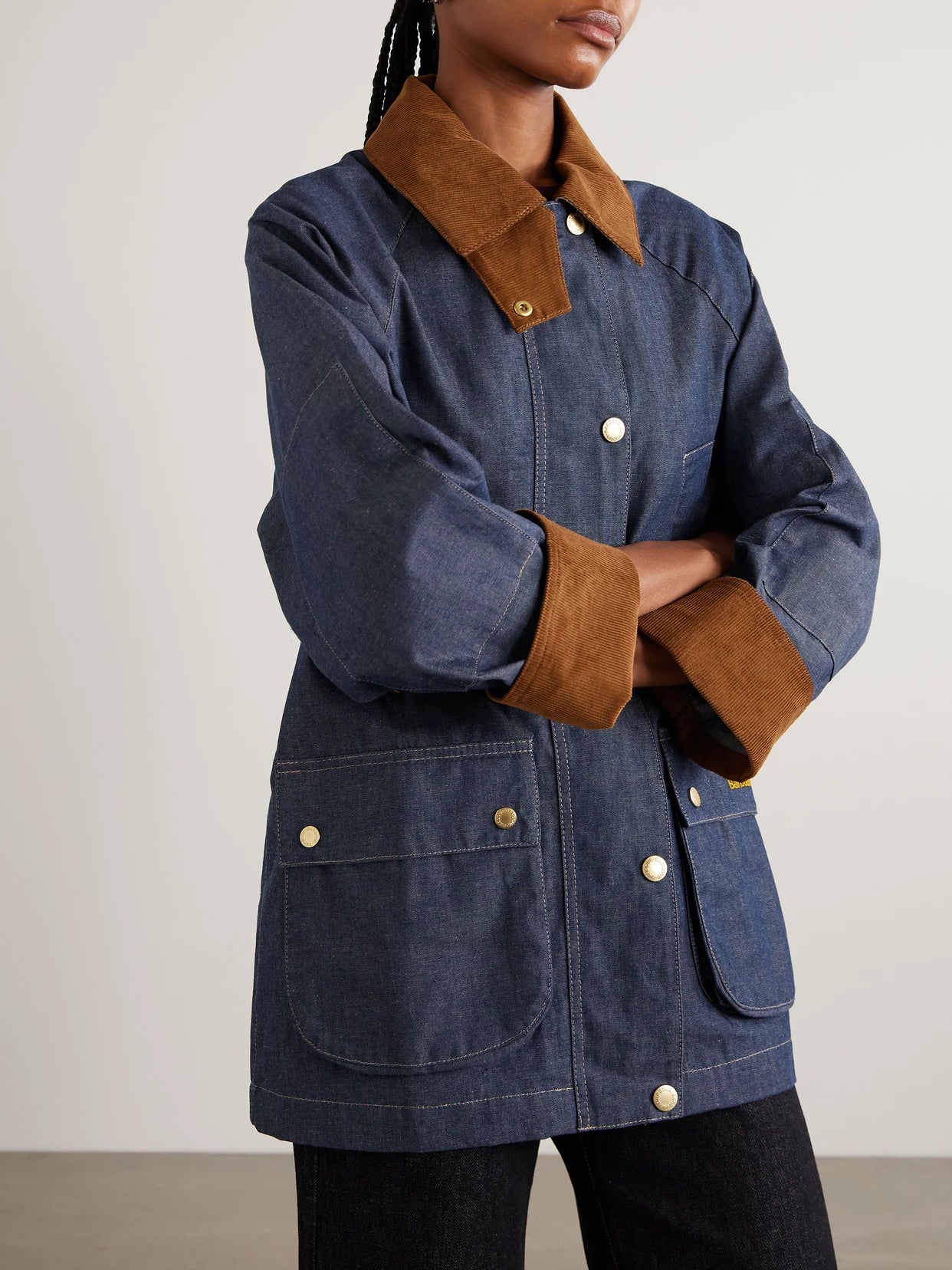Asker Cotton Corduroy-trimmed Denim Jacket
