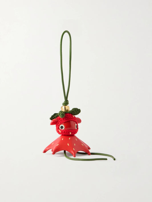 LOEWE + Paula's Ibiza Strawberry Logo-embellished Leather Charm
