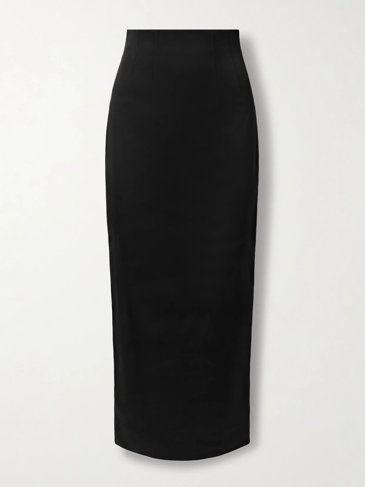 Image of a model wearing Skirts. Product name - Loxley Satin-crepe Maxi Skirt in Black colour by brand - KHAITE