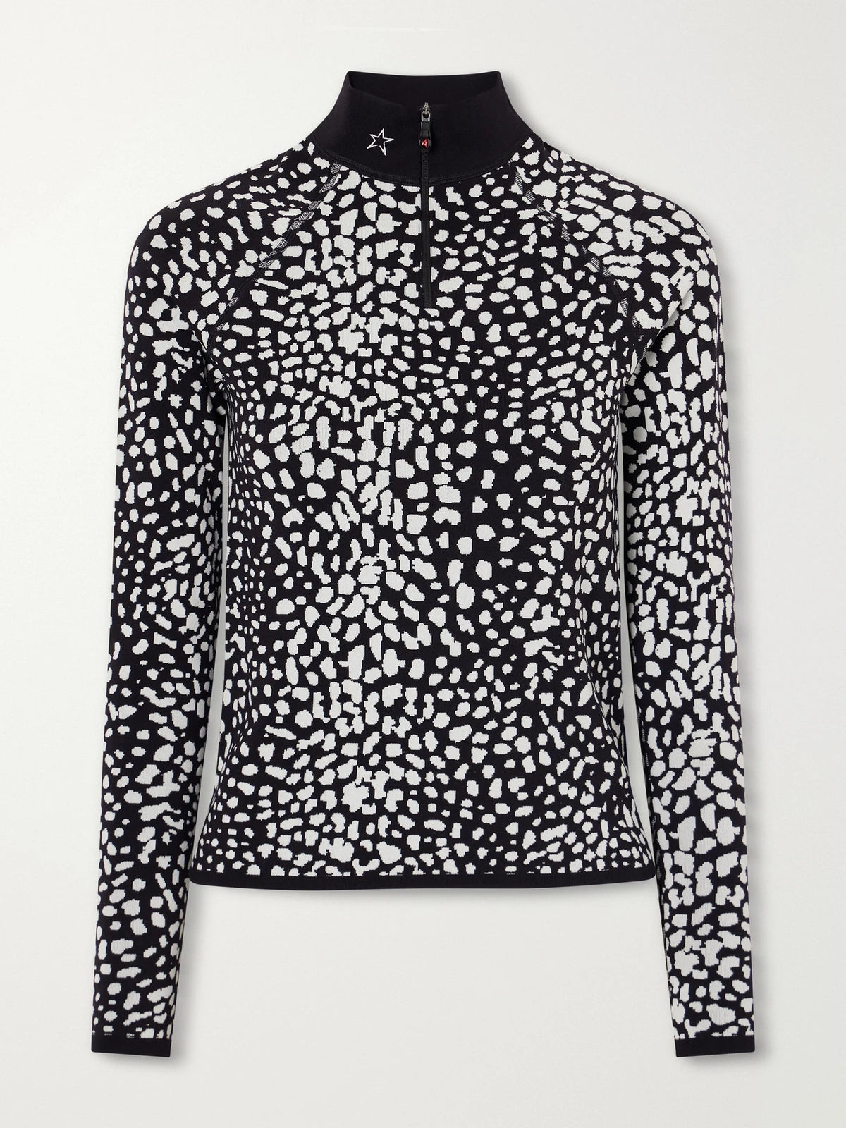 Perfect Moment Leopard-jacquard Thermal Half-zip Stretch-knit Base Layer