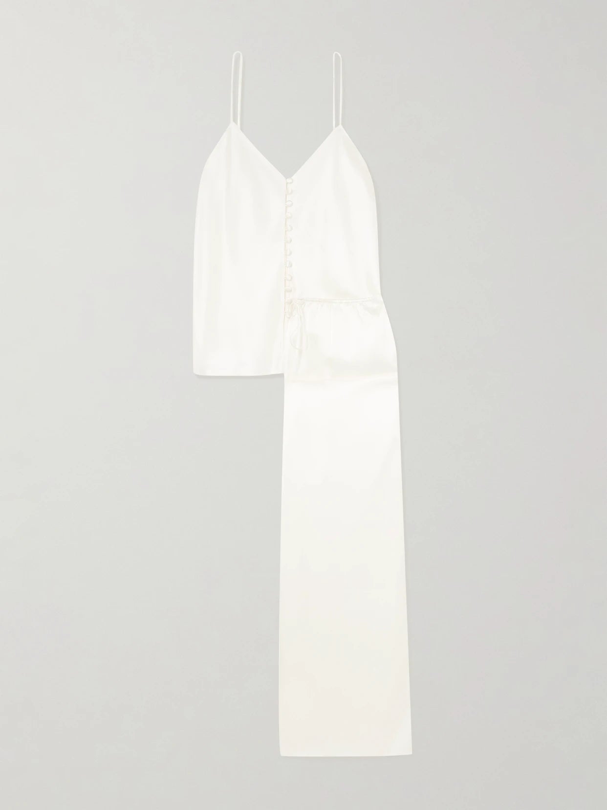 Image of Lingerie. Product name - Blair Silk-satin Pajamas in Ivory colour by brand - Olivia von Halle