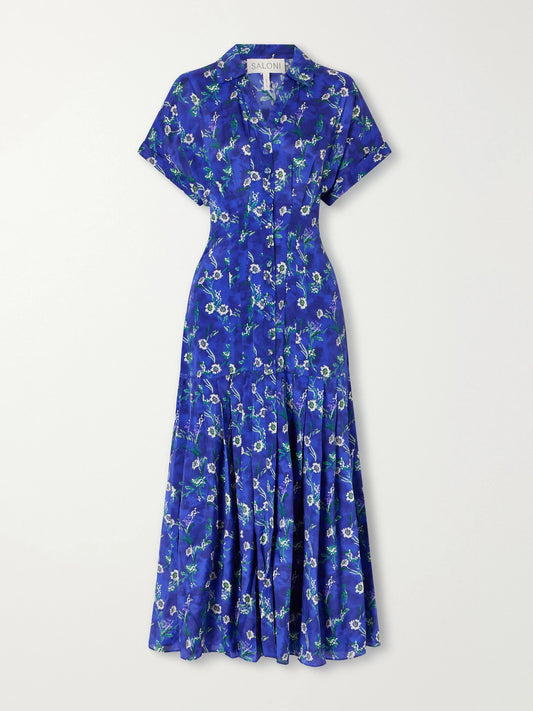 Saloni Riya Floral-printed Chiffon Midi Dress