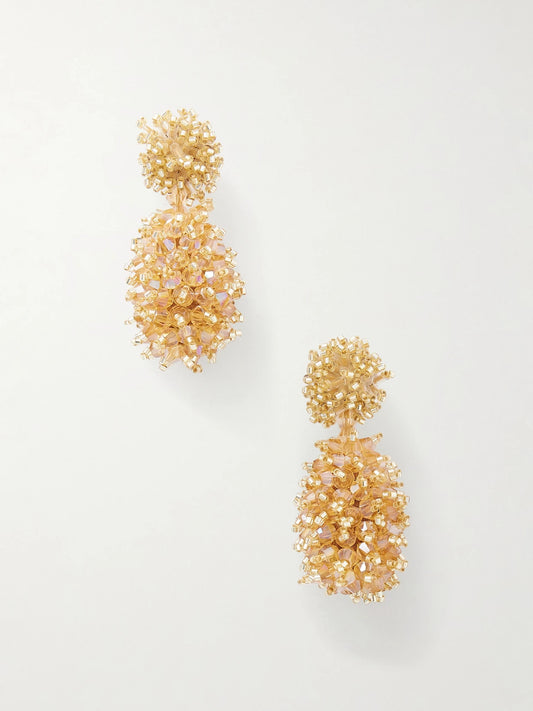 Oscar de la Renta Beaded Gold-tone Earrings