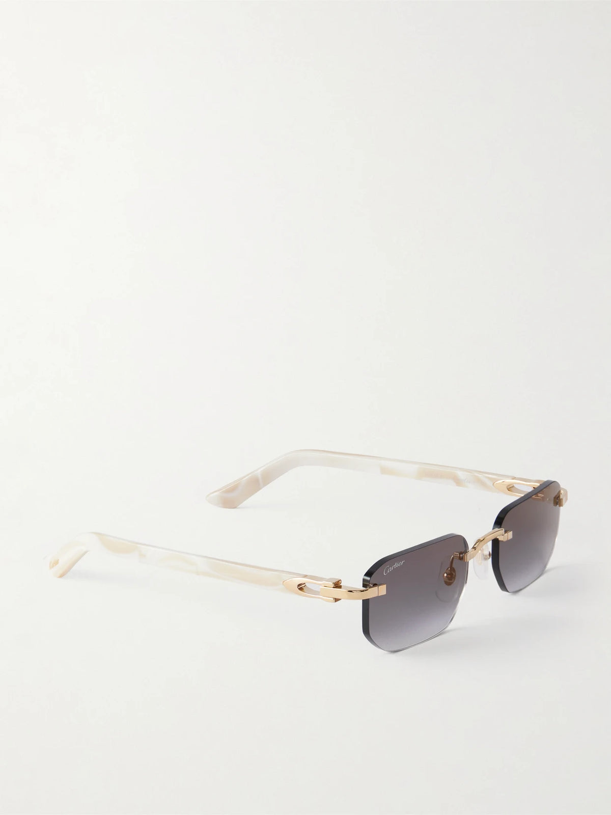 Signature C Rimless Rectangular-frame Gold-tone And Acetate Sunglasses