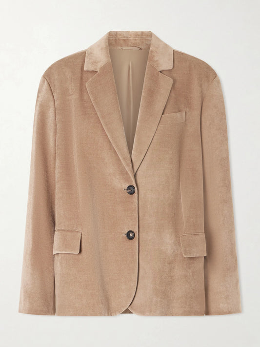 Image of Coats & Jackets. Product name - Corduroy Blazer in Light brown colour by brand - Brunello Cucinelli