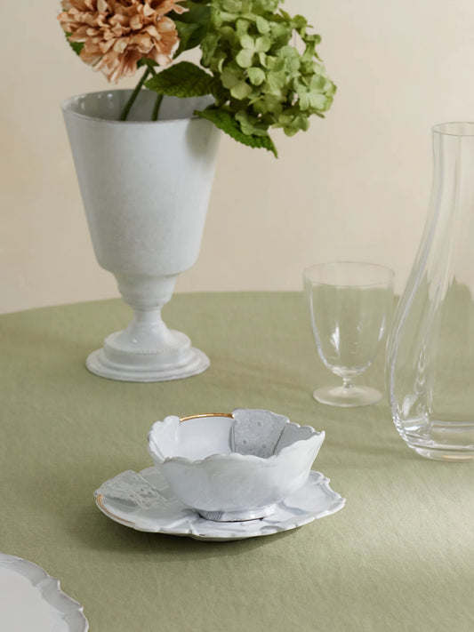 Image of Tableware. Product name - + Sacai Mini Sacai Patchwork Gold-plated Ceramic Salad Bowl in White colour by brand - Astier De Villatte