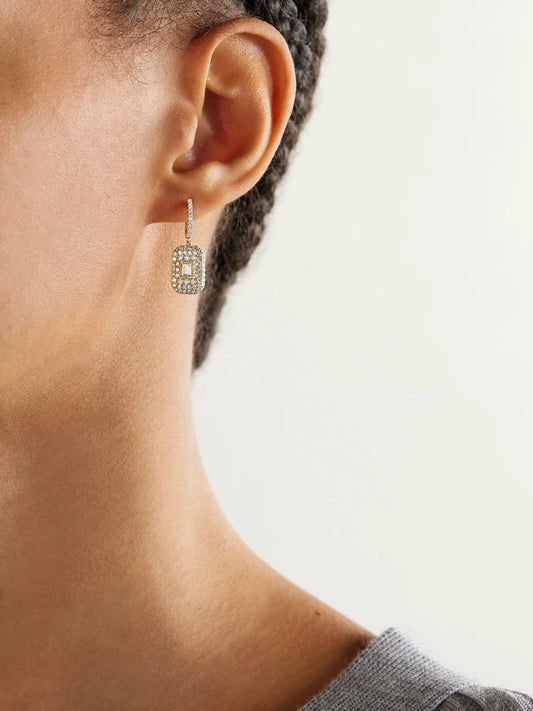 Image of Earrings. Product name - 18-karat Gold Diamond Earrings in Multi colour by brand - SHAY