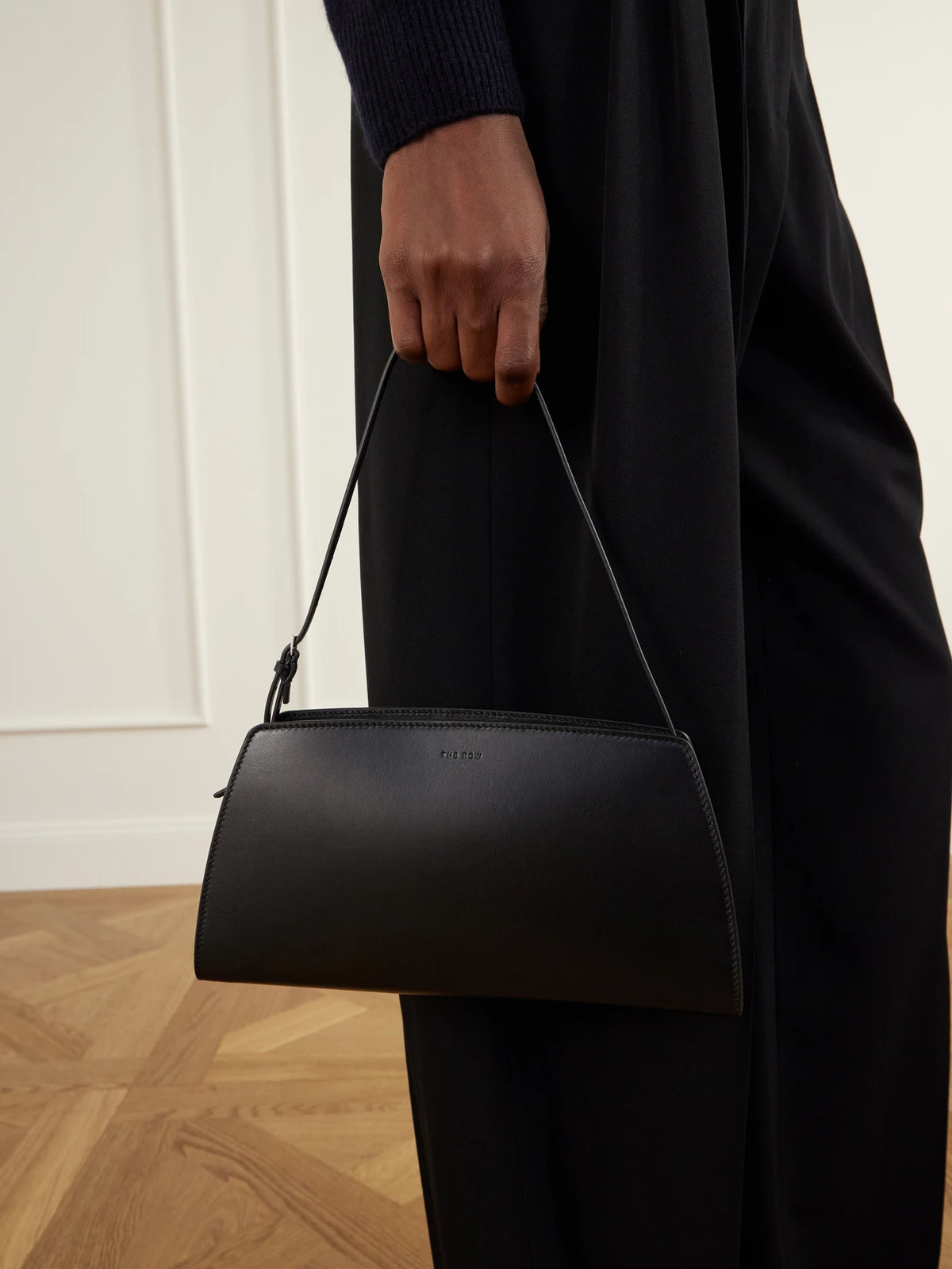 Image of Bags. Product name - Dalia Leather Shoulder Bag in Black colour by brand - The Row