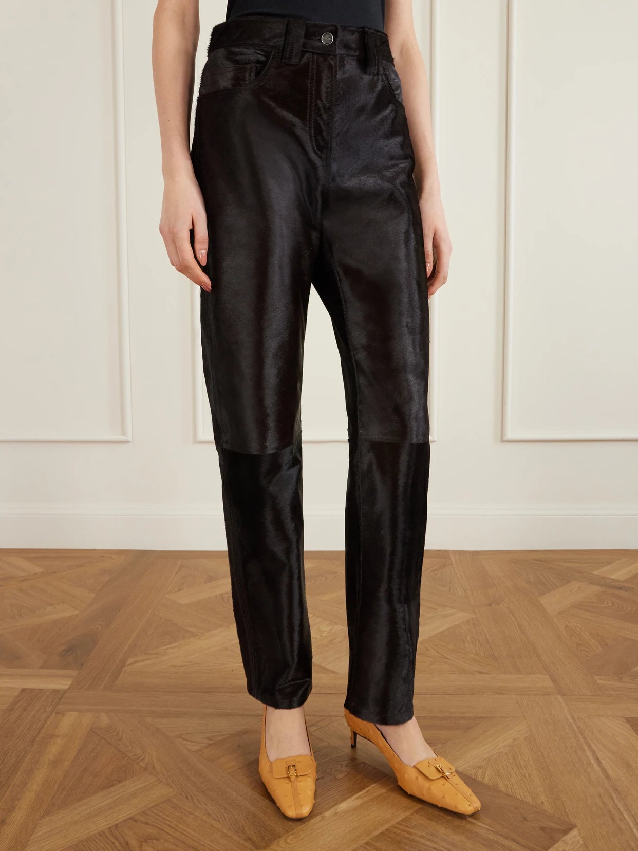 Callum Calf Hair Straight-leg Pants