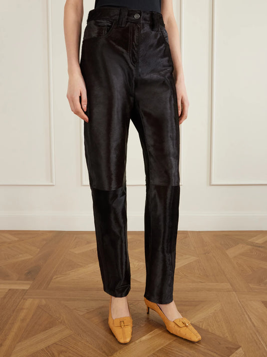 Callum Calf Hair Straight-leg Pants