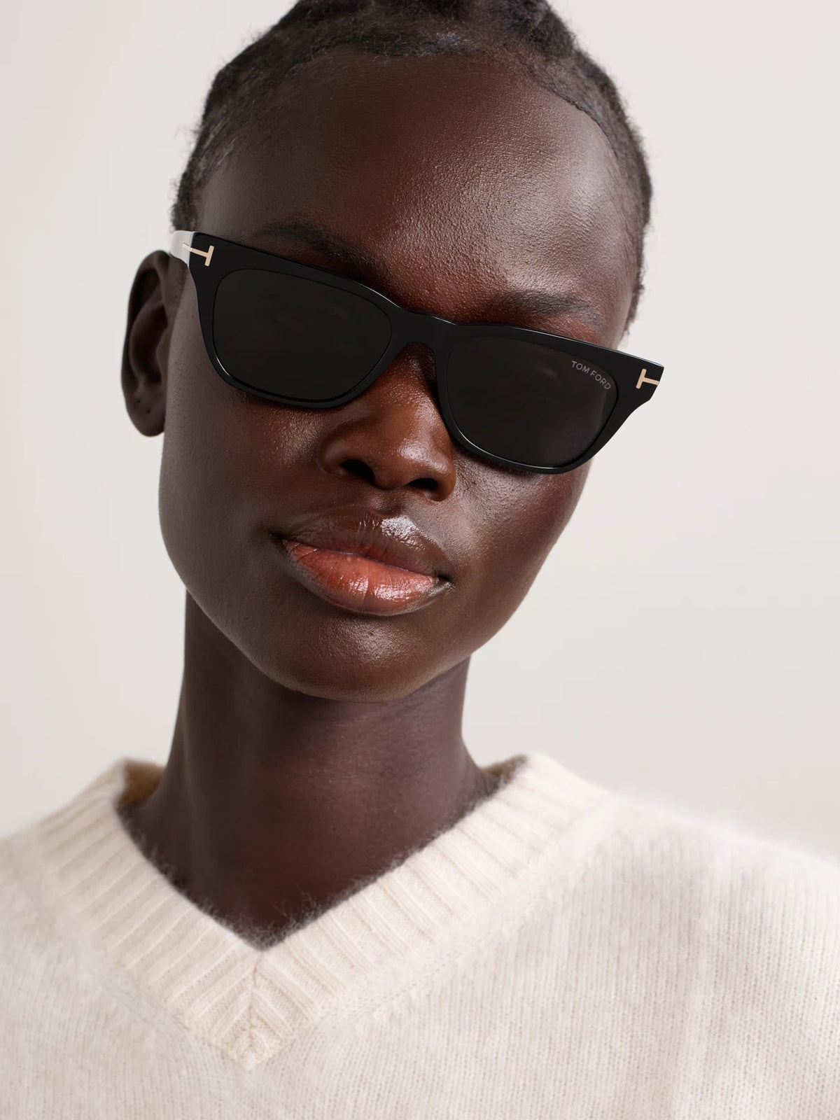 Image of Sunglasses. Product name - Penn D-frame Acetate Sunglasses in Black colour by brand - TOM FORD