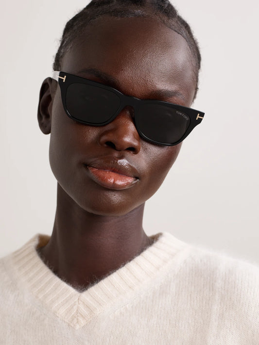 Image of Sunglasses. Product name - Penn D-frame Acetate Sunglasses in Black colour by brand - TOM FORD