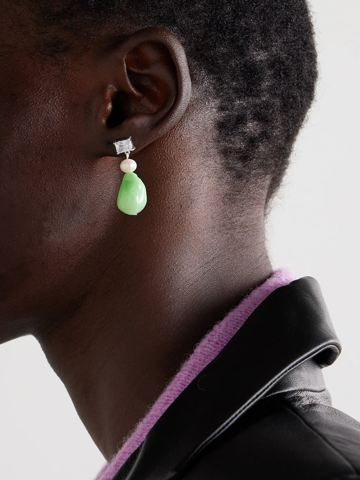 Image of Earrings. Product name - Bio-resin, Recycled Silver, Cubic Zirconia And Pearl Earrings in Multi colour by brand - Completedworks
