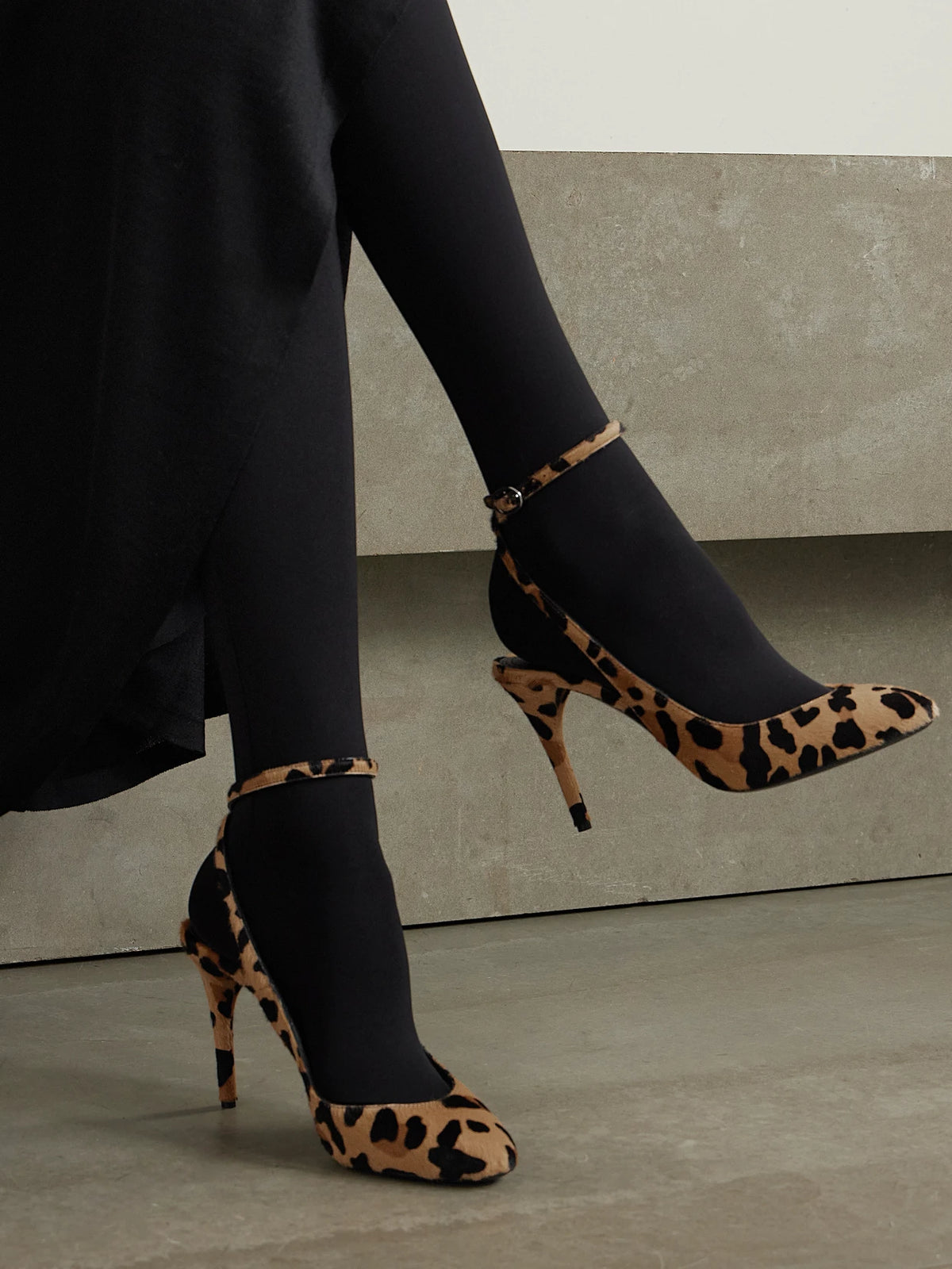 90 Leopard-print Calf Hair Pumps