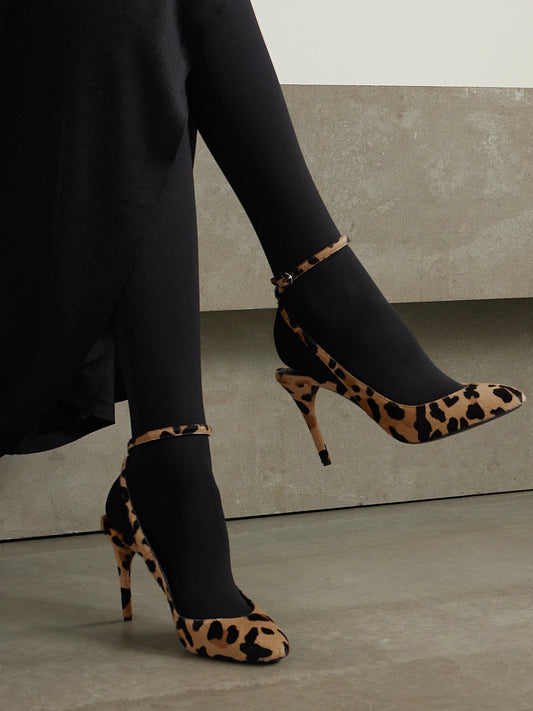 90 Leopard-print Calf Hair Pumps