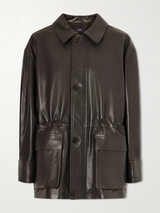Image of Coats & Jackets. Product name - Leather Jacket in Chocolate colour by brand - ARMA