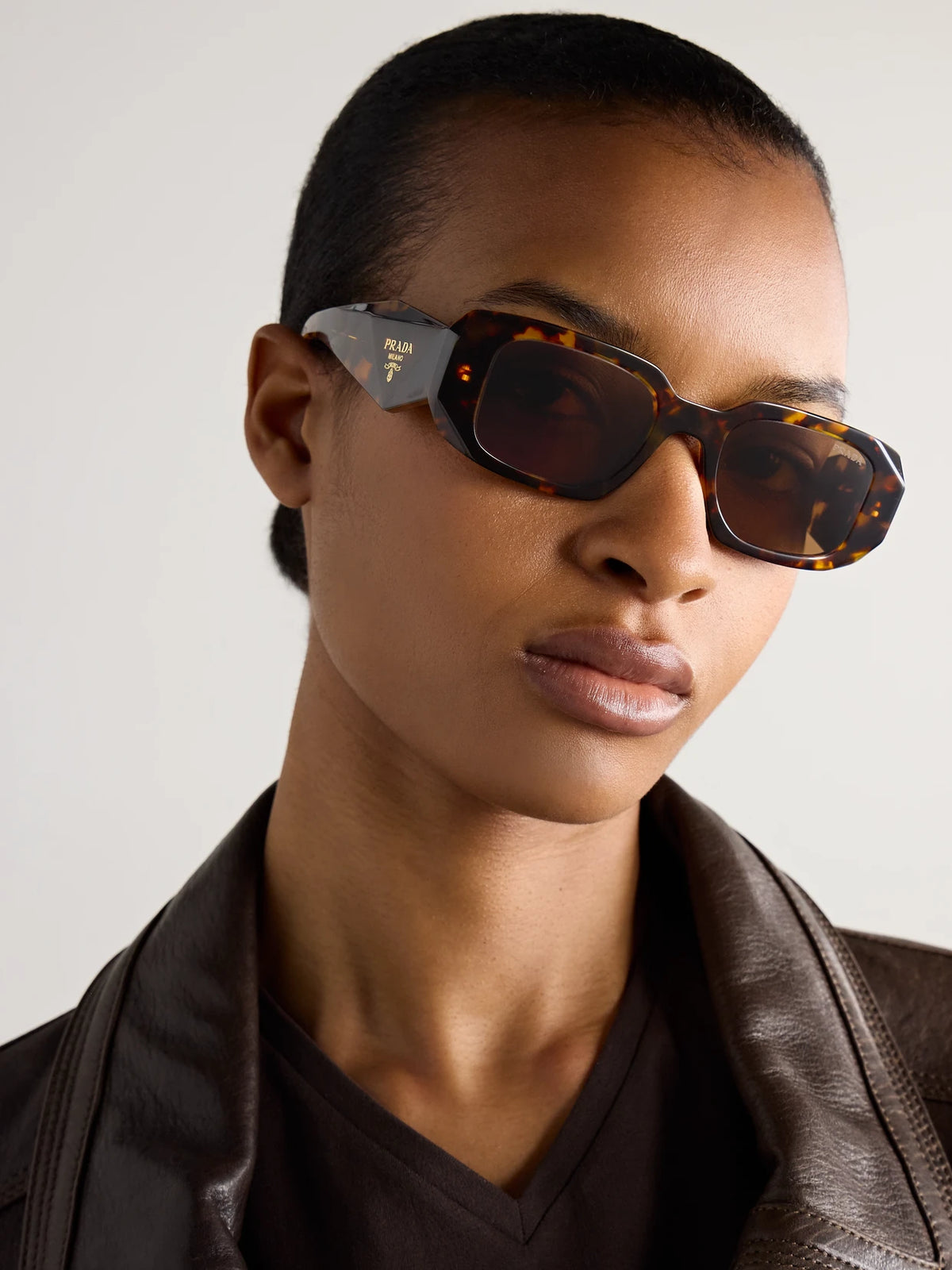 Image of Sunglasses. Product name - Square-frame Tortoiseshell Acetate Sunglasses in Multi colour by brand - Prada Eyewear