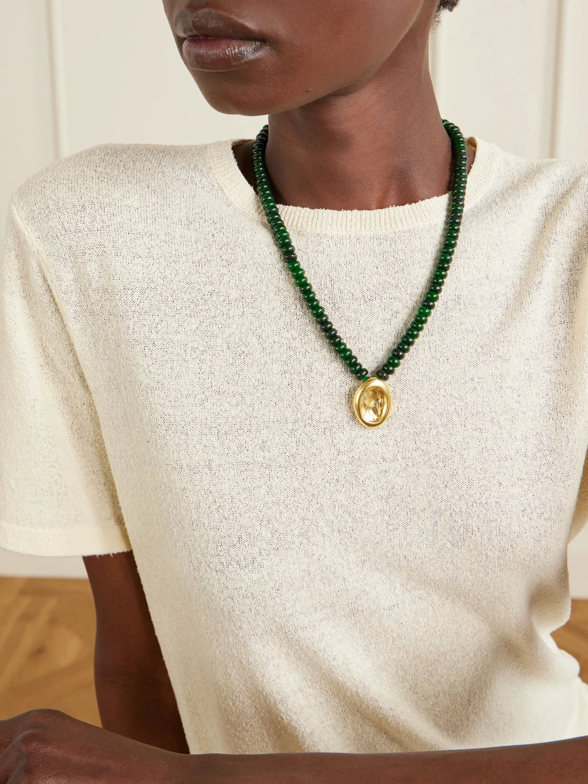 Image of Necklaces. Product name - Aesop Jade Necklace in Dark green colour by brand - YSSO