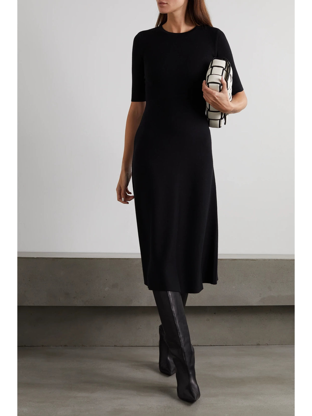 Image of Dresses. Product name - Seymore Wool, Cashmere And Silk-blend Midi Dress in Black colour by brand - Gabriela Hearst