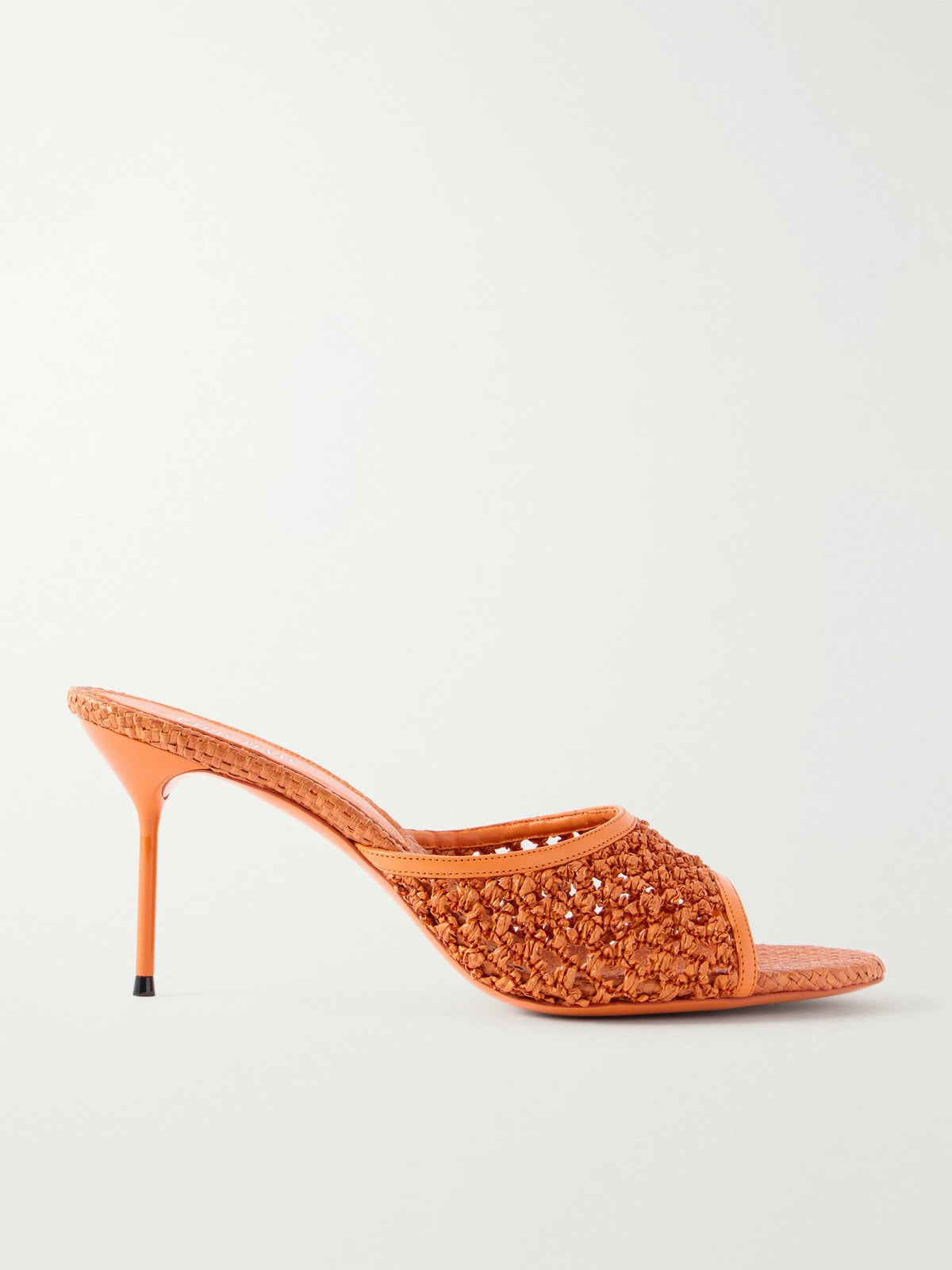 Lidia 70 Leather-trimmed Straw Mules