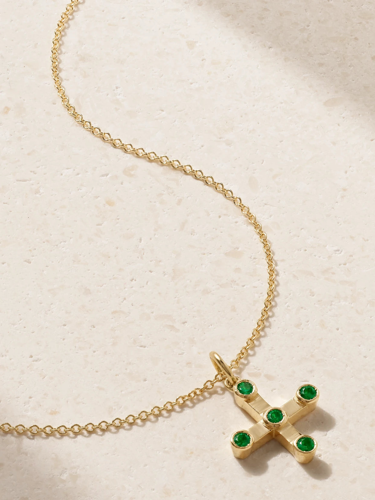 Stepping Stone 18-karat Gold Emerald Necklace