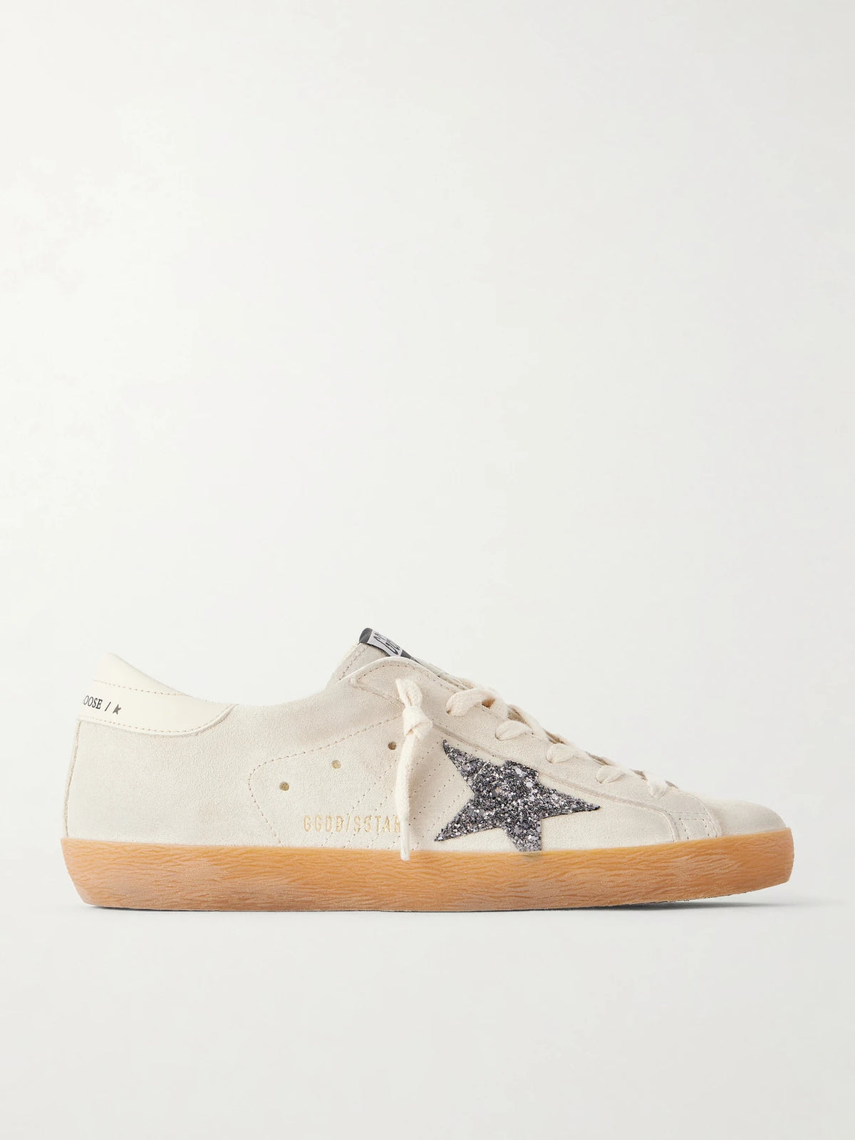 Super-star Distressed Glittered Leather-trimmed Suede Sneakers