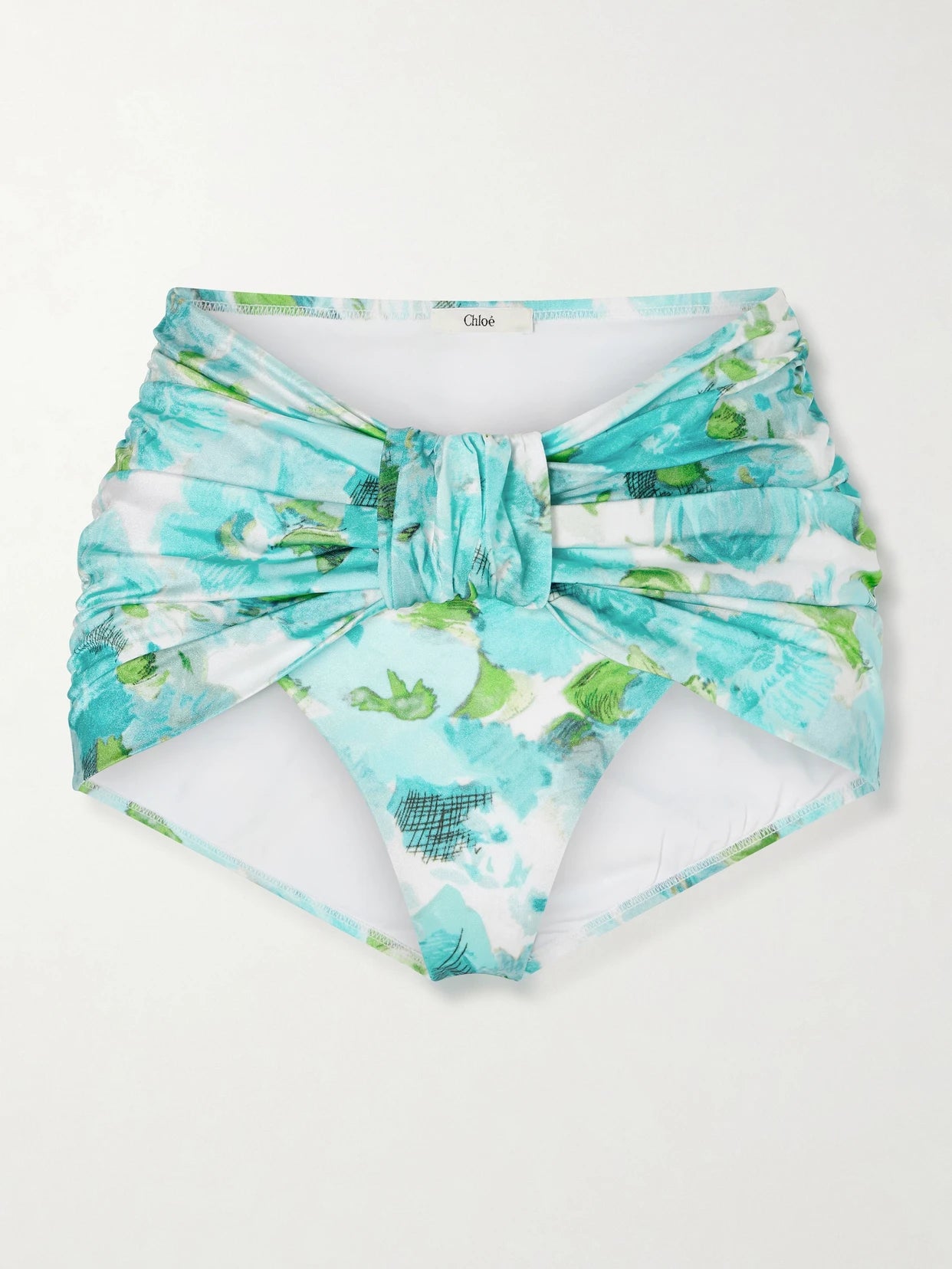 Ruched Floral-print Bikini Briefs
