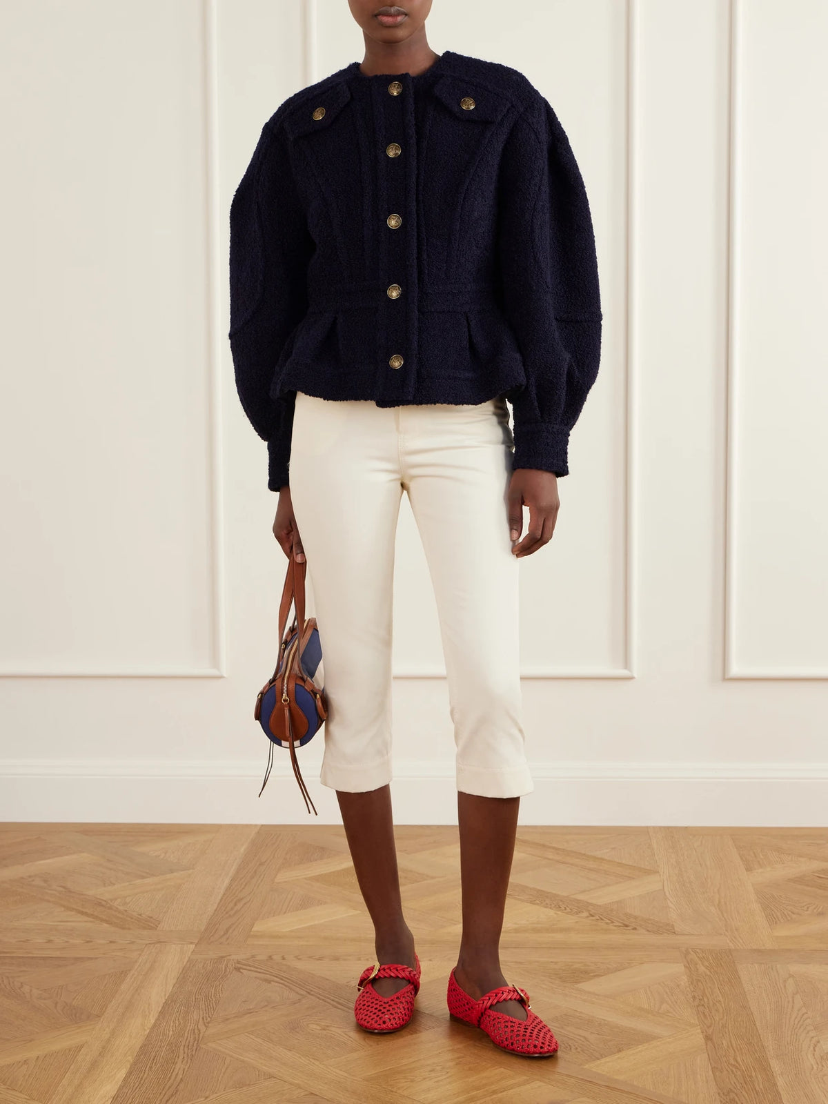 Image of Flats. Product name - Alchemy Buckle-detailed Leather Ballet Flats in Red colour by brand - Zimmermann