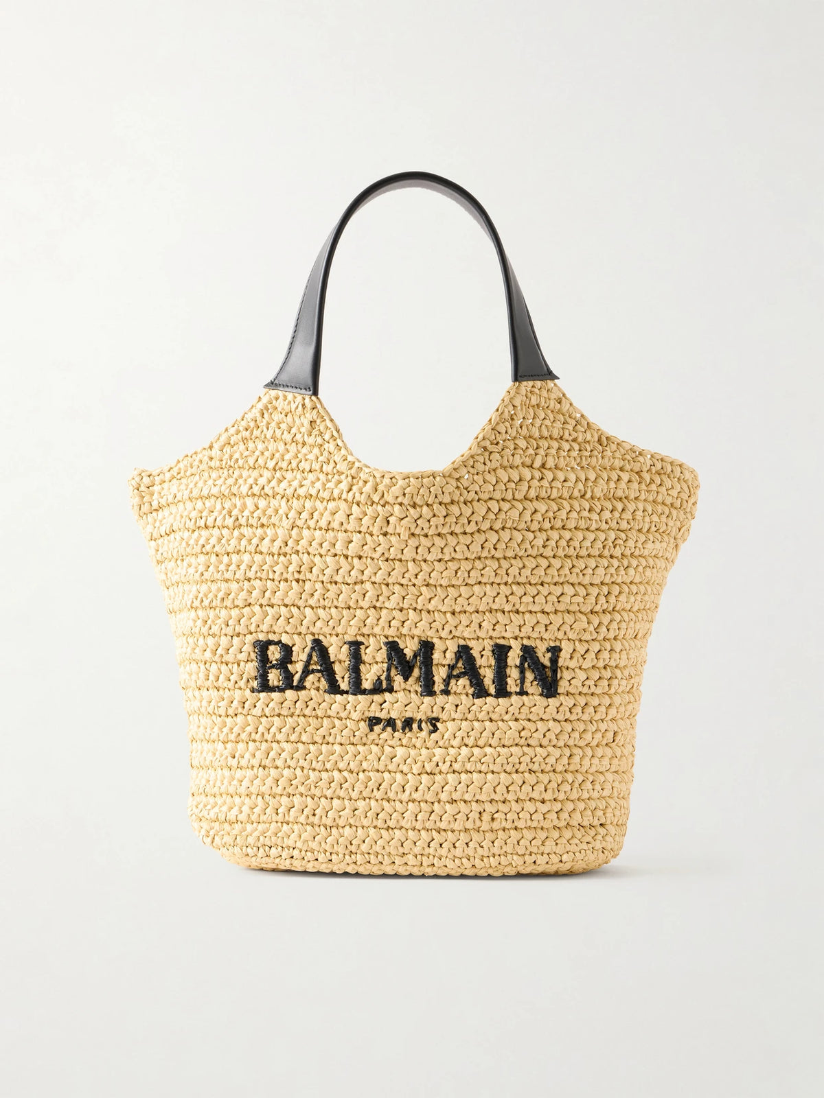 Cabas Mini Leather-trimmed Raffia Shoulder Bag